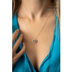 Swarovski Taşlı Kare ve Yonca Model Zirconia Gümüş Kolye