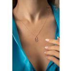 Swarovski Taşlı Küp Model Rose Kaplama Zirconia Gümüş Kolye