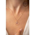 Swarovski Taşlı Mix Üçtaşlı Halka Model Rose Kaplama Crystal Gümüş Kolye