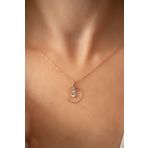 Swarovski Taşlı Üçtaşlı Halka Model Rose Kaplama Gümüş Kolye