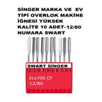 Swart SİNGER VE TÜM EV TİPİ OVERLOK MAKİNELERİ İÇİN 12/80 - 10 ADET OVERLOK MAKİNE İĞNESİ
