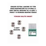 Swart SİNGER ZETİNA ZENITH OMEGA HOMEMAX EV TİPİ MAKİNE İĞNESİ 16 NO 10 ADET 5 ADET METAL MASURA