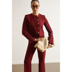 Swass Gold Düğmeli Ceket Pantolon Takım Bordo