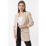 Swass Kadın Kolu Büzgülü Blazer Bej Ceket