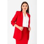 Swass Kolu Büzgülü Kırmızı Blazer Kadın Ceket