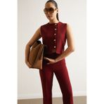 Swass Minimal Gold Düğmeli Yelek Pantolon Takım Bordo