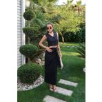 Swass Palma Summer Holly Keten Anvelop Etek Siyah