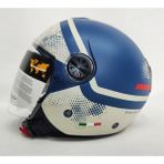 Sway 715 Gemini Mat Blue Beıge Yarım Şefaf Vizörlü Kask