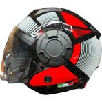 Sway 766 Geko Black Red Güneş Vizörlü Yarım Motosiklet Kaskı