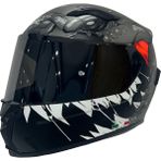 Sway 820 Monster Ayna Vizör Full Face Kask - Beyaz - Siyah - Gri