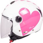 Sway Sw 715 Heart Yarım Kask Güçlendirilmiş Çene Kayışı ile Beyaz-Pembe Çizilmeye Dayanıklı - XS
