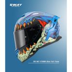 Sway Sw 867 Tam Kapalı Motosiklet Kaskı Renkli Vizör - XL - Mavi