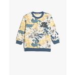 Sweatshirt Batik Desenli Bisiklet Yaka Şardonlu Pamuklu