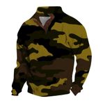 Sweatshirt erkekler için büyük boy erkek kazak siyah uzun kollu V boyun kazak erkekler kamuflaj baskı sonbahar erkek kazak Tops, Yeşil #3, XXL