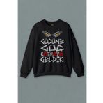 Sweatshirt Kartal Eagle Güç Katmaya Geldik Siyah Unisex Baskılı Sweat