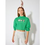 Sweatshirt Uzun Kollu Dik Yaka Yılbaşı Temalı Baskı Detaylı Pamuklu