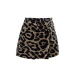 SweatyRocks Kadın pantolon eteği, kısa pantolon, sonbahar eteği, gündelik şort, leopar desenli, şık pantolon eteği, bükümlü, Kahverengi, S
