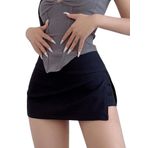 SweatyRocks Kadın pantolon eteği, yazlık, mini etek, yaz şortu, kısa etek, yazlık etek, yırtmaçlı, Siyah, XS