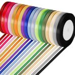 Sweelov Saten bant, 18 renk, 20 m x 6 mm, polyester bantlar, hediye paketi, dekoratif bant, kurdele bandı, balonlar, çiçekler, el işi, Noel, doğum günü, düğün, parti dekorasyonu için