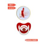 SWEET BABY Damaklı Silikon Emzik No:1, 0-6 Ay Kırmızı Aslan Desenli Desenli Bebek Emziği 1 Adet