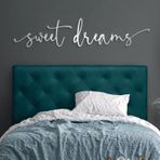 Sweet Dreams Metal Duvar Sanatı 2'li Set, Metal Kelimeler Tabelası, Uyku Zamanı Rüya Tabelası, Ebeveyn Yatak Odası Dekoru, El Yapımı Ev Dekoru (67"x14" | 170x36 cm, Gümüş)