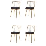Sweet Home 4 Adet Güneş Gold Metal Ayak Mutfak Salon Yemek Odası Sandalyesi