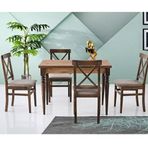 Sweet Home 70x110 cm Yanlardan Açılır Smart Masa - 4 Adet Diş Budak Mercan Ayak Ahşap Arin Ceviz Sandalye