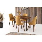 Sweet Home Açılır 60x100 Mini Silva Ceviz Masa +4 Adet Melisa Sandalye Takım