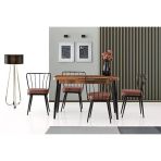 Sweet Home Açılır Silva Ceviz Metal Ayak Masa +4 Adet Güneş Sandalye Takım