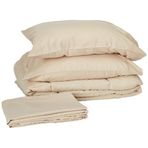 Sweet Home Collection 7 Parça Yorgan Seti Çanta Düz Renk Tüm Sezon Yumuşak Aşağı Alternatif Battaniye ve Lüks Mikrofiber Yatak Çarşafları, Bej, İkiz XL
