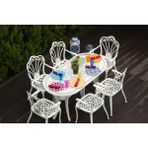 Sweet Home Masa Sandalye Ferforje Görünümlü Plastik Oval Istanbul Masa Sandalye Takımı 1 Masa 6 Sandalye Balkon, Bahçe Mobilyası - Siyah