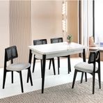Sweet Home Masa Sandalye Kelebek Milano Mdf Açılır Masa 4 Adet Kuzey Sandalye Takımı Beyaz