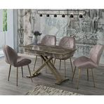 Sweet Home Milano 70x120 cm Açılır MDF X Ayak Elvira Gold Masa + 4 Adet Vera Sandalye Takımı