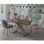 Sweet Home Milano 70x120 cm Açılır MDF X Ayak Elvira Masa + 6 Adet Vera Sandalye Takımı