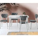 Sweet Home Silva 70x120 cm Açılır Kristal Masa + 4 Adet Simge Metal Sandalye Takım