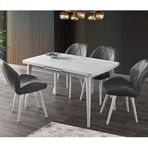 Sweet Home Silva 80x130 cm Açılır Ahşap Kristal Masa + 4 Adet Vera Sandalye Takımı