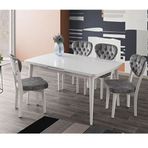Sweet Home Silva 90x140 cm Açılır Beyaz Masa + 4 Adet Ahşap Gala Sandalye Takımı