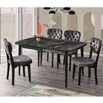 Sweet Home Silva 90x140 cm Açılır Siyah Mermer Masa + 4 Adet Ahşap Gala Sandalye Takımı