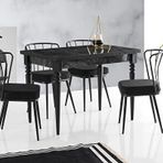 Sweet Home Smart Mercan Siyah Mermer Masa + 4 Adet Güneş Sandalye Takım