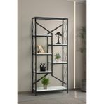 Sweet Home Vega Metal Kitaplık 6 Raflı Ev Ofis Rafı Dosya Kitap Rafı Siyah