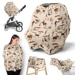 Sweet Jojo Designs Batı Kovboy Erkek Bebek Bebek Araba Koltuk Kılıfı Emzirme Emzirme Alışveriş Arabası Bebek Arabası Gölgelik - Kahverengi Kırmızı Güney Ülkesi Çikolata Mavi ve Beyaz Vahşi Batı At