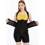 Sweet Sauna Fermuarlı Dik Duruş Termal Atlet Tipi Bel Kemer Sauna Bel ve Göbek Etkili Yelek Korse Siyah