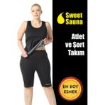 Sweet Sauna Ilkbahar Yaz Modası Kadın Atlet Şort Takım Unisex Sweet Sauna Termal Siyah - XL
