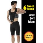 Sweet Sauna Yeni Moda Erkek Atlet Şort Takım Unisex Sweet Sauna Termal Siyah - 3XL