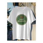 Sweet Strawberry Retro Çilek Baskılı Oversize Unisex Pamuklu Beyaz T-shirt kmn20sb