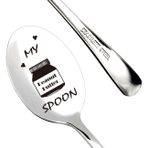 sweethomegift Fıstık Ezmesi Kaşığım Komik Aile Fıstık Ezmesi Severler için Sevimli Hediyeler, Oyulmuş Kaşık Gümüş Eşyalar Sofra Takımı Anneler/Baba/Erkek/Kız/Çocuklar için Benzersiz Hediye, Mükemmel Doğum Günü