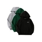 Sweetline 3'lü Kapüşonlu Sweatshirt Seti- Minimal Hope Baskılı-Siyah, Nefti Yeşili, Gri- Kışlık Şardonlu Kumaş