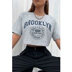 Sweetline Brooklyn 1898 Adventure Baskılı Kadın Crop Grimelanj T-shirt