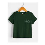 Sweetline Dinazorlar Pamuklu Çocuk T-Shirt- Nefti Yeşil Baskılı Kız Erkek Çocuk Yazlık Bisiklet Yaka Tişört