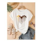 Sweetline Eriyen Kalpler Baskılı Süprem Beyaz T-Shirt - Oversize Bisiklet Yaka Tişört